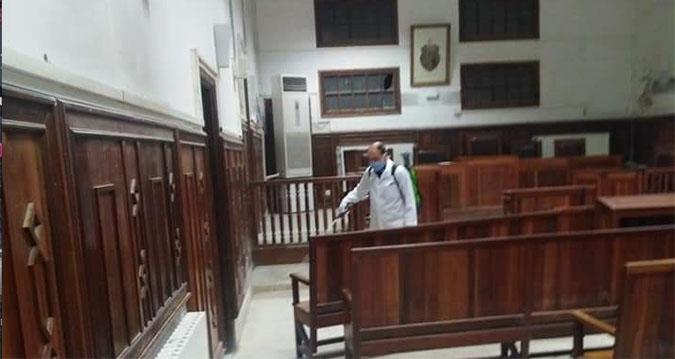 الانطلاق في تعقيم قاعات الجلسات بمحكمة الإستئناف بتونس